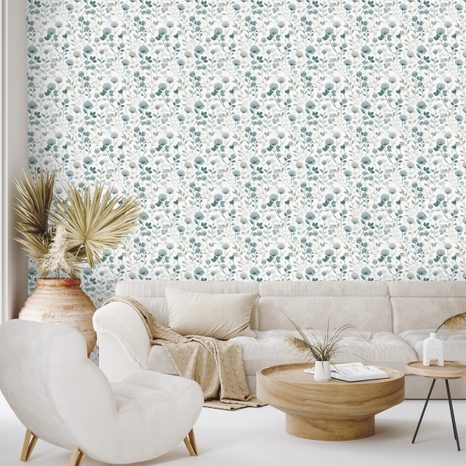 SAMOLEPÍCÍ TAPETA JEMNÉ MODRÉ KVĚTY S LISTY - ΤΑΠΕΤΣΑΡΊΕΣ - 🔥 ΣΥΝΟΛΙΚΉ ΠΏΛΗΣΗ🔥