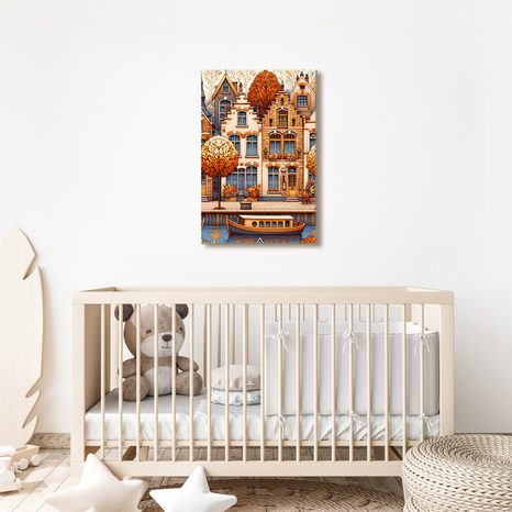 WANDBILD HISTORISCHE HÄUSER IM GOLDENEN LAUB - BILDER VON STÄDTEN - BILDER