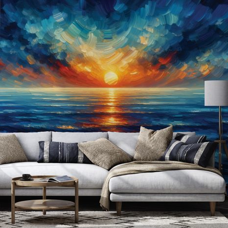 SAMOLEPÍCÍ FOTOTAPETA DRAMATICKÝ ZÁPAD SLUNCE NAD OCEÁNEM - TAPETY VÝCHOD A ZÁPAD SLUNCE - TAPETY