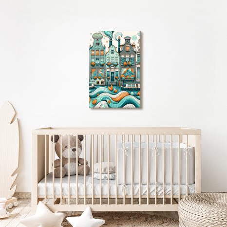 OBRAZ MALEBNÉ FASÁDY DOMŮ U VODY S LODĚMI - PICTURES OF CITIES - PICTURES