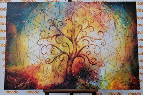 CANVAS PRINT TREE WITH FLOWER OF LIFE - OBRAZY STROMY ŽIVOTA - PICTURES