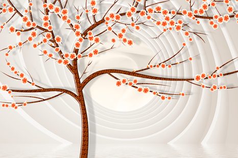 CANVAS PRINT MODERN TREE ON AN ABSTRACT BACKGROUND - ABSTRACT PICTURES - PICTURES