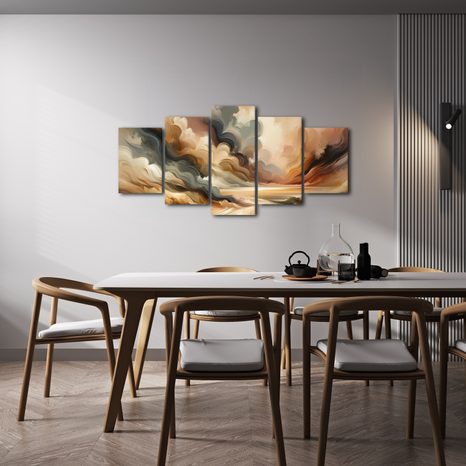 5-TEILIGES WANDBILD DRAMATISCHER HIMMEL ÜBER LANDSCHAFT - WANDBILDER ABSTRAKTE FORMEN - BILDER