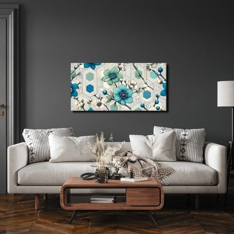 OBRAZ KOMBINACE KVĚTIN A GEOMETRIE - PICTURES FLOWERS - PICTURES