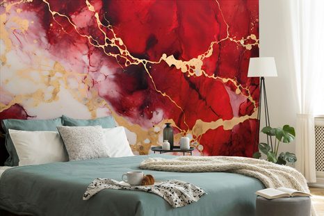 SELBSTKLEBENDE TAPETE IMITATION ROTER MARMOR - SELBSTKLEBENDE TAPETEN - TAPETEN