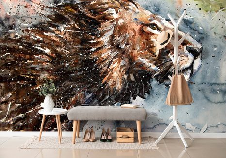 CARTA DA PARATI AUTOADESIVA – RE DEGLI ANIMALI IN ACQUERELLO - CARTA DA PARATI AUTOADESIVE - CARTA DA PARATI