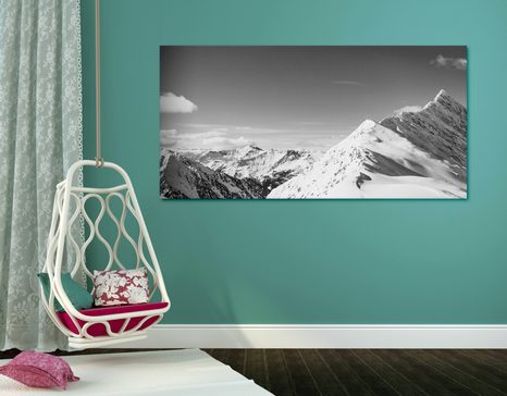 TABLOU PEISAJ ACOPERIT CU ZĂPADĂ ALB-NEGRU - TABLOURI ALB-NEGRU - TABLOURI