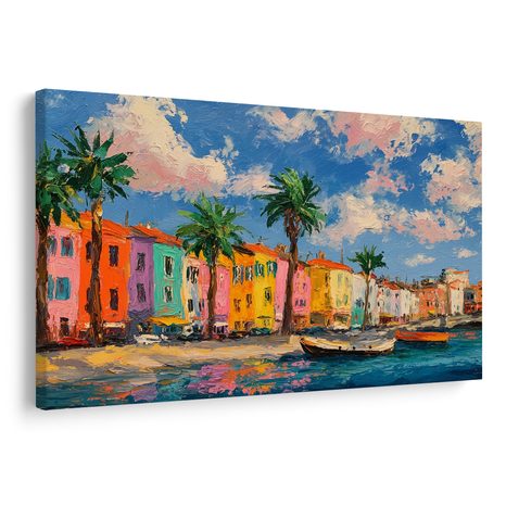 OBRAZ BAREVNÉ DOMY U POBŘEŽÍ - BAREVNÉ DOMY - OBRAZY