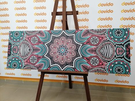 КАРТИНА НА ПЛАТНО – ИНДИЙСКА МАНДАЛА С ЦВЕТЕН МОДЕЛ - ФЪН ШУЙ КАРТИНИ - КАРТИНИ