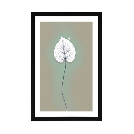 POSTER MIT PASSEPARTOUT EINSAMES BLATT - MOTIVE AUS UNSERER WERKSTATT - POSTER