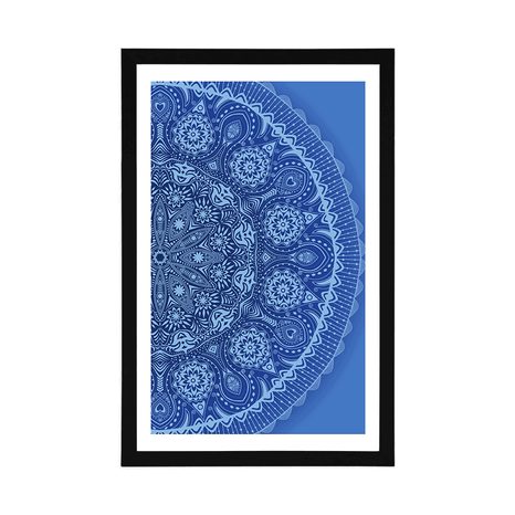 AFFICHE – MANDALA ORNEMENTALE AVEC DENTELLE EN BLEU - FENG SHUI - AFFICHES