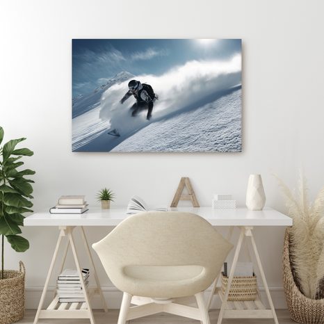 WANDBILD WINTERLICHE ADRENALIN-FAHRT - BILDER VON MENSCHEN - BILDER