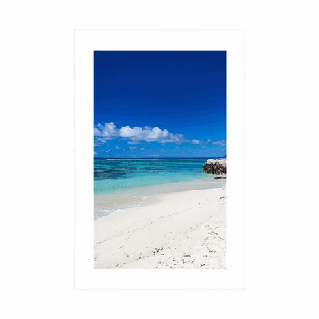 POSTER WITH MOUNT ANSE SOURCE BEACH - NATURE - POSTERS