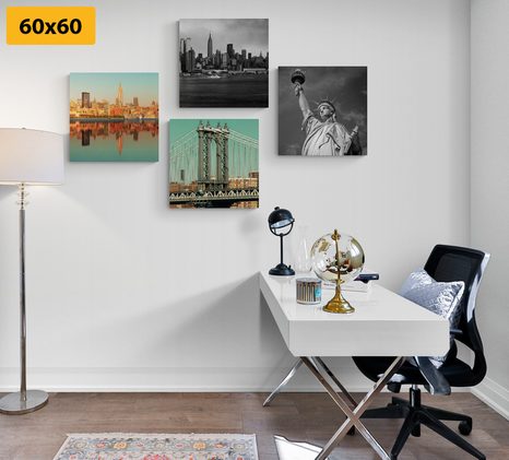 SET OBRAZŮ ZAJÍMAVÁ KOMBINACE MĚSTA NEW YORK - SESTAVY OBRAZŮ - OBRAZY