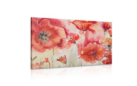 STAMPA SU TELA – PAPAVERI ROSSI SUL CAMPO - QUADRI DI FIORI - STAMPE E QUADRI