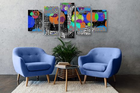 5-DIJELNA SLIKA APSTRAKTNA KOMPOZICIJA - APSTRAKTNE SLIKE - SLIKE