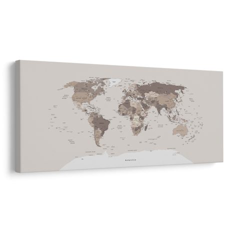 OBRAZ NA KORKU MAPA SVĚTA V BÉŽOVÉ - PICTURES ON CORK - PICTURES