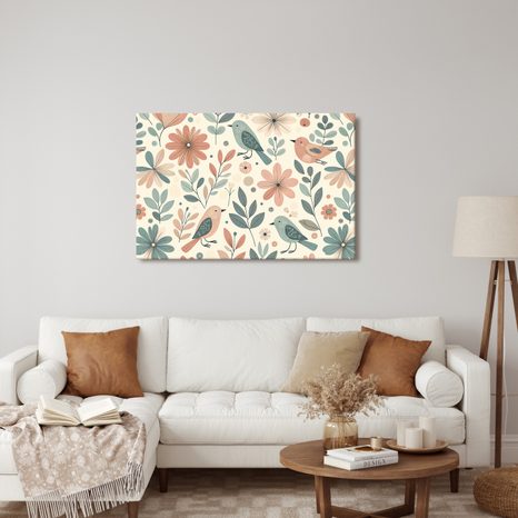 WANDBILD FRÜHLINGSGARTEN MIT VÖGELN - WANDBILDER NACH MOTIV - BILDER