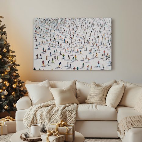 VÁNOČNÍ OBRAZ ZIMNÍ RADOVÁNKY NA SVAHU - VÁNOČNÍ A ZIMNÍ OBRAZY - OBRAZY