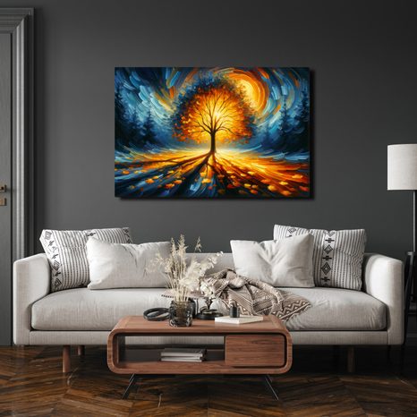 WANDBILD LEBENSBAUM INMITTEN EINES DUNKLEN WALDES - BILDER BÄUME DES LEBENS - BILDER