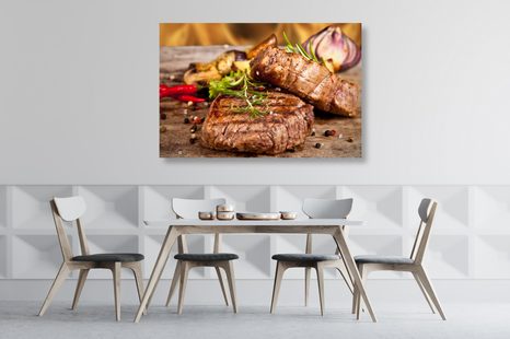 WANDBILD GEGRILLTES RINDSTEAK - BILDER VON ESSEN UND GETRÄNKEN - BILDER