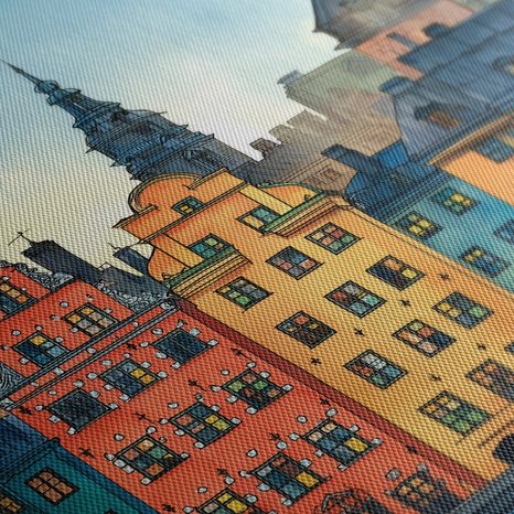 WANDBILD BUNTE HÄUSER DER ALTSTADT - BUNTE HÄUSER - BILDER