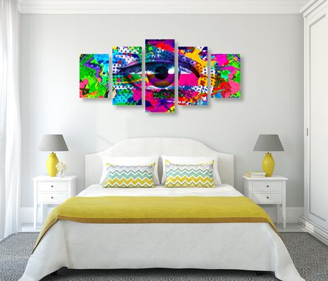 5-TEILIGES WANDBILD MENSCHLICHES AUGE IM POP-ART-STIL - POP-ART-BILDER - BILDER