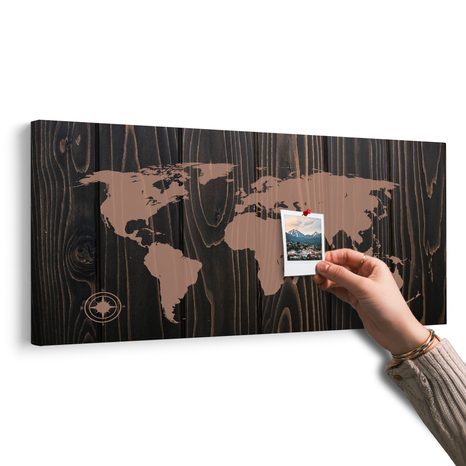 QUADRO IN SUGHERO – MAPPA CON BUSSOLA SU LEGNO - QUADRI SU SUGHERO - STAMPE E QUADRI