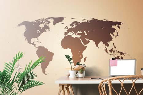 TAPETA MAPA SVĚTA V ODSTÍNECH HNĚDÉ - TAPETY MAPY - TAPETY