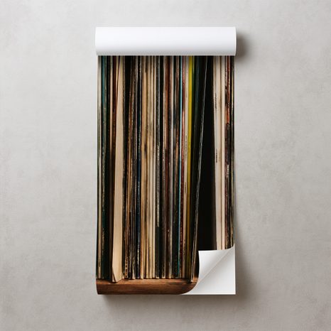 SELBSTKLEBENDE TAPETE VINYLPLATTEN IM RETRO-STIL - MUSIK FOTOTAPETEN - TAPETEN