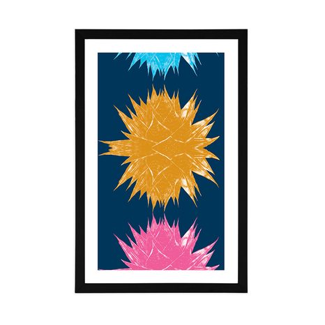 POSTER MIT PASSEPARTOUT BUNTE ABSTRAKTE PFLANZEN - MOTIVE AUS UNSERER WERKSTATT - POSTER