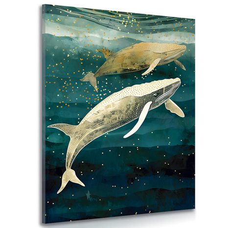 CANVAS PRINT A WHALE IN THE OCEAN - PICTURES UNDERWATER WORLD - PICTURES