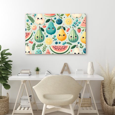 OBRAZ ROZTOMILÉ OVOCE S TVÁŘEMI - DĚTSKÉ OBRAZY POHÁDKOVÉ BYTOSTI - OBRAZY