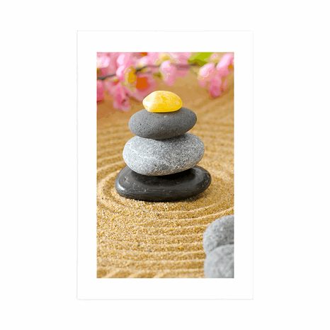 POSTER WITH MOUNT PYRAMID OF ZEN STONES - FENG SHUI - POSTERS