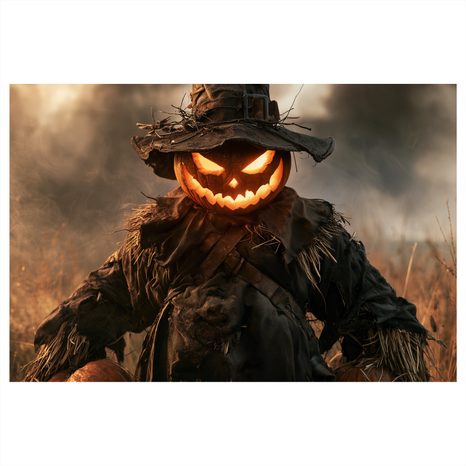 WANDBILD GRUSELIGER KÜRBIS-SCHRECK BEI DÄMMERUNG - HALLOWEEN- UND HORROR-BILDER - BILDER