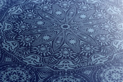 OBRAZ OKRASNÁ MANDALA S KRAJKOU V MODRÉ BARVĚ - OBRAZY FENG SHUI - OBRAZY