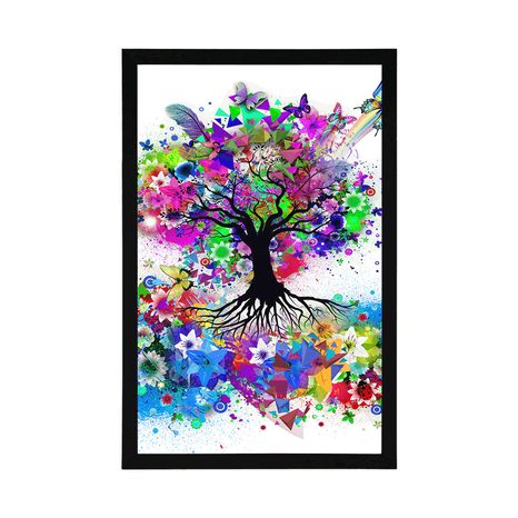 POSTER BLUMENBAUM VOLLER FARBEN - ABSTRAKT UND GEMUSTERT - POSTER