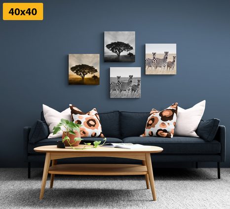 CANVAS PRINT SET ANIMALS LIVING ON THE SAVANNAH - SET OF PICTURES - PICTURES