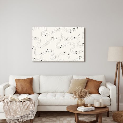 WANDBILD MUSIKALISCHE NOTEN AUF WELLEN - MUSIKBILDER - BILDER