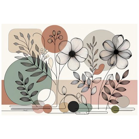 SAMOLEPÍCÍ FOTOTAPETA ABSTRAKTNÍ KVĚTINY A LISTY - ABSTRAKTNÍ TAPETY - TAPETY