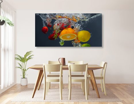 CANVAS PRINT FRUIT FALLING INTO WATER - PICTURES - 🔥 TOTAL SALE 🔥
