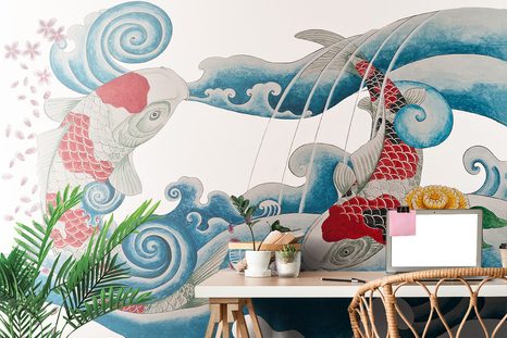 CARTA DA PARATI – ENERGIA DEI PESCI KOI - CARTA DA PARATI FENG SHUI - CARTA DA PARATI