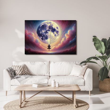 OBRAZ DÍVKA NA HOUPAČCE POD MĚSÍCEM - OBRAZY MĚSÍC - OBRAZY