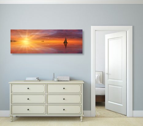 STAMPA SU TELA – BARCA ABBANDONATA SUL MARE - QUADRI DI NATURA E PAESAGGIO - STAMPE E QUADRI