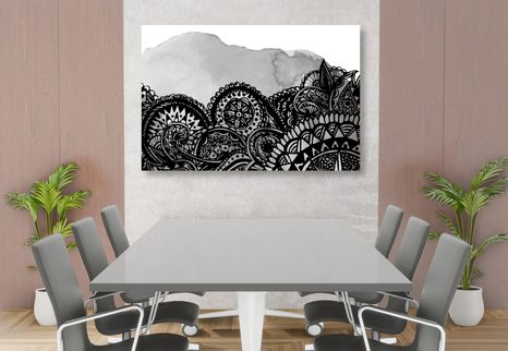 OBRAZ MANDALA V ČERNOBÍLÉM PROVEDENÍ - ČERNOBÍLÉ OBRAZY - OBRAZY