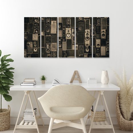 5-TEILIGES WANDBILD VINTAGE LAUTSPRECHER - MUSIKBILDER - BILDER