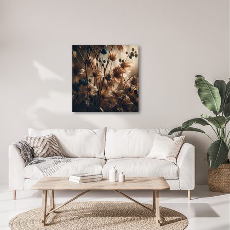 OBRAZ LUČNÍ KVĚTY V HNĚDÉM SVĚTLE - OBRAZY KVĚTŮ - OBRAZY