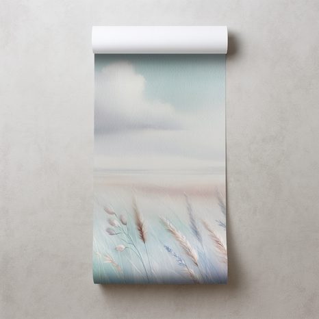 FOTOTAPETE ZARTE PASTELLWIESEN UND HIMMEL - TAPETEN FELDER UND WIESEN - TAPETEN