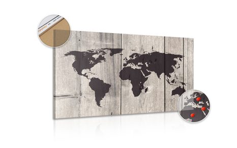 QUADRO IN SUGHERO – MAPPA SU SFONDO DI LEGNO - QUADRI SU SUGHERO - STAMPE E QUADRI