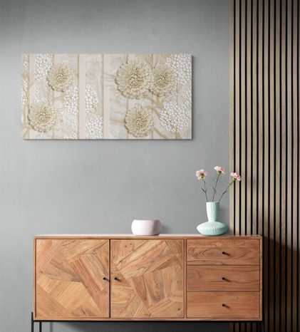 OBRAZ ABSTRAKCYJNE KWIATY NA MARMUROWYM TLE - OBRAZY ABSTRAKCYJNE - OBRAZY